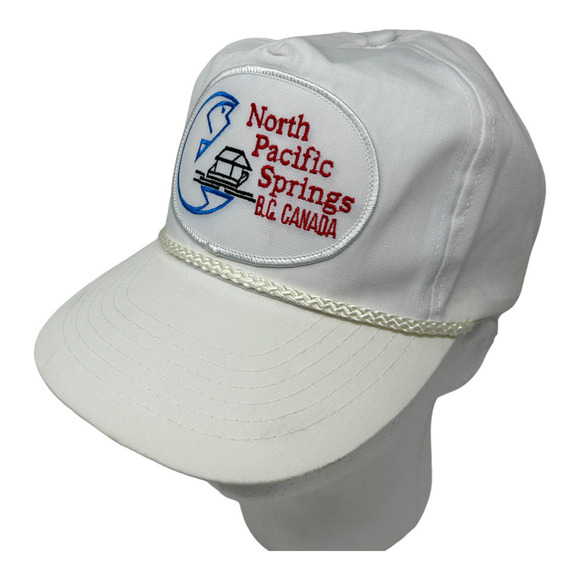 Vintage North Pacific Springs b.c. Canada No Problem Rope Cap Hat Snapback White - Picture 8 of 13